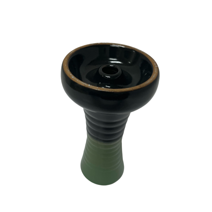 Ceramic Funnel Bowl Green Black Color