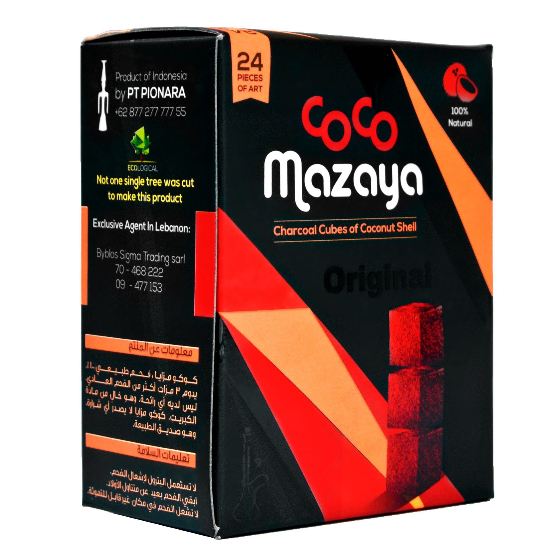 Coco Mazaya Cube hookah charcoal 24 pieces