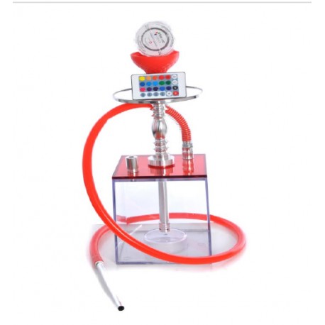Dream Square Acrylic Hookah Red with LED light and remote control