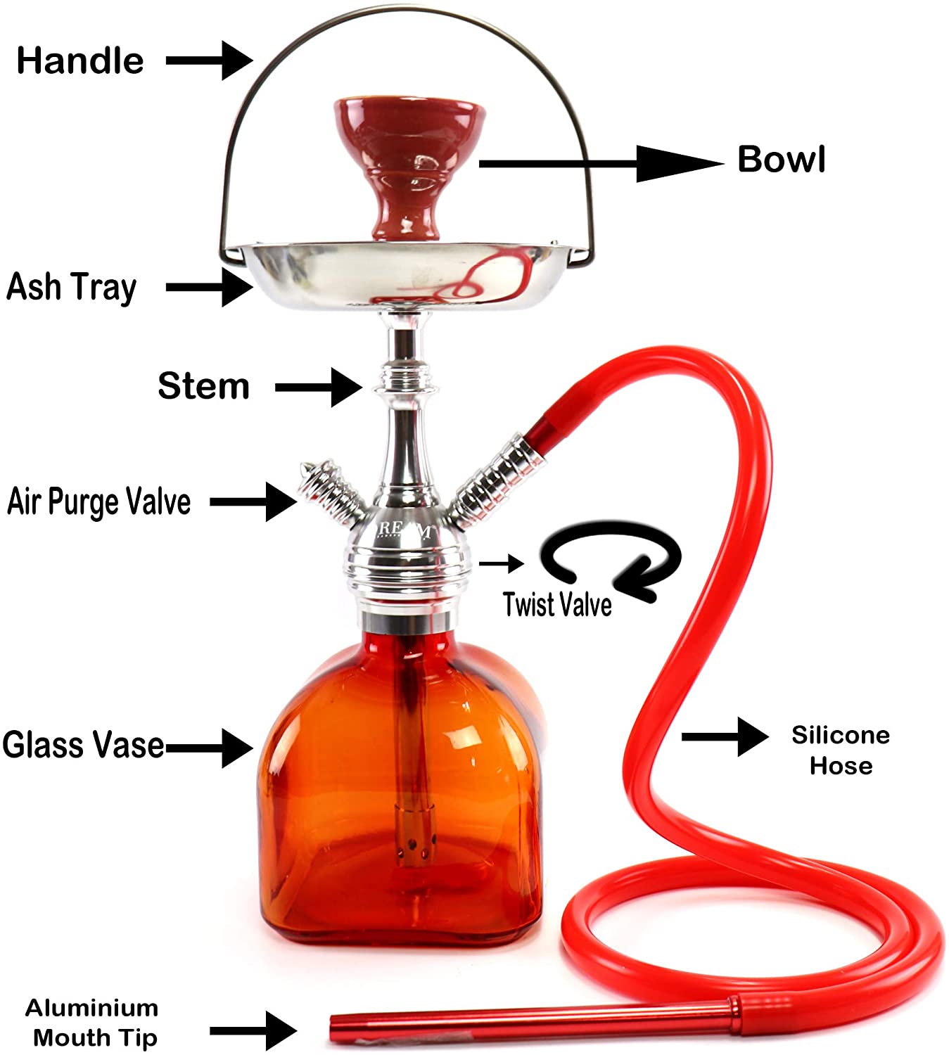 Dream Time Square Hookah Detailed Parts